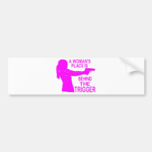A WOMAN'S PLACE BUMPER STICKER