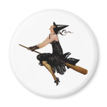 A Wonderful Classic Witch Flying on Broomstick Magnet