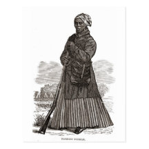 A woodcut image of Harriet Tubman, before 1869 Postcards