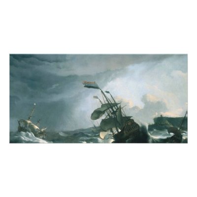 A World Famous Painting of A Stormy Sea Photo Card Template by rspears01