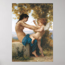 A Young Girl Defending Herself against Eros. 1880 Print