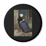 A Young Scheveningen Woman Knitting Fridge Magnet