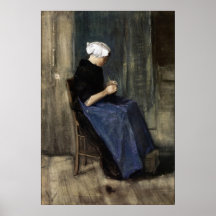 A Young Scheveningen Woman Knitting Posters