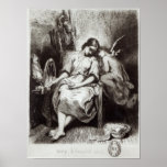 A Young Woman Dozing with an Angel Posters