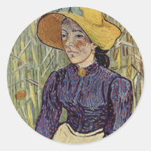 A young womans portrait - Vincent Van Gogh Round Stickers