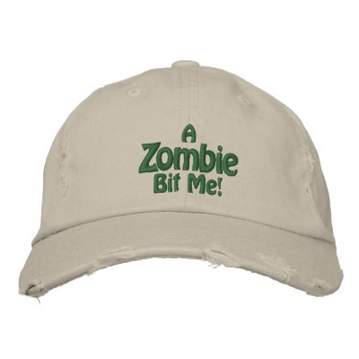 A Zombie Bit Me! Distressed Stone Hat Baseball Cap by ozmosis7