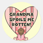 AA Girl Grandma Spoils Me Tshirts and Gifts Round Sticker