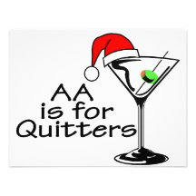 AA Is For Quitters Christmas Martini Personalized Invitation