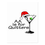 AA Is For Quitters Christmas Martini postcards