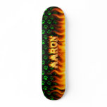 Aaron skateboard fire and flames design.