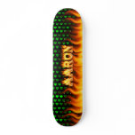 Aaron skateboard fire and flames design.