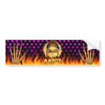Aaron skull blue fire and flames bumper sticker de