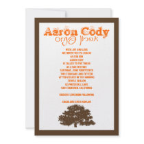 Aaron Tree of Life Bar Mitzvah Invitation Orange