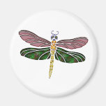 Abalone Shell & Stained Glass Dragonfly Fridge Magnets