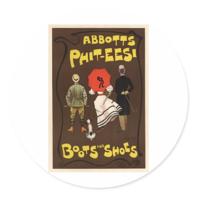 Abbotts Phit-Eesi Boots and Shoes Round Sticker by vintage_poster
