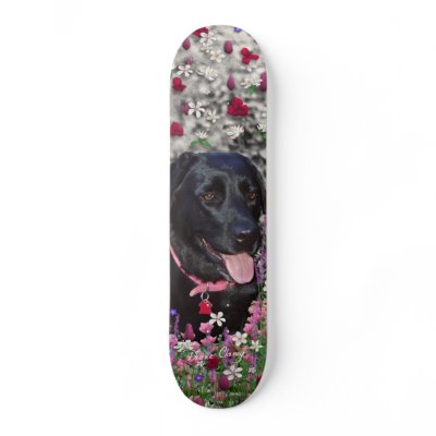 Abby in Flowers – Black Lab in Flowers Skate Board by DianeClancyAnimals