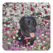 Abby in Flowers – Black Lab in Flowers Sticker