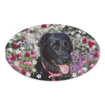 Abby in Flowers – Black Lab in Flowers Sticker