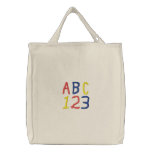 ABC 123 Childrens Tote Bag embroidered bags