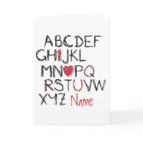 ABC I Heart You Personalised Greeting Card