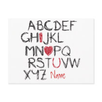 ABC I Heart You Personalised Postcards