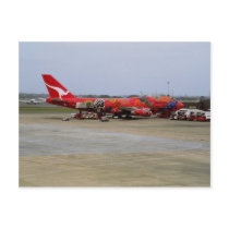 Aboriginal art, Quantas 747, Kingsford Smith Airpo Post Card