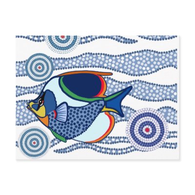 Aboriginal Dot Art Fish-01 Post Cards by ArtbyJean