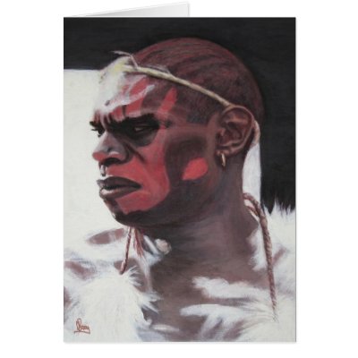 Aboriginal Warrior Greeting Cards by nefera