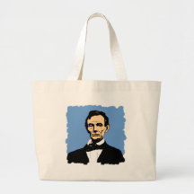 Abraham Lincoln Illustration on Blue Canvas Bags