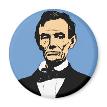 Abraham Lincoln Illustration on Blue Refrigerator Magnets