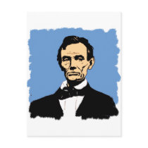 Abraham Lincoln Illustration on Blue Post Card