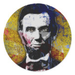 Abraham Lincoln - Painting Round Stickers
