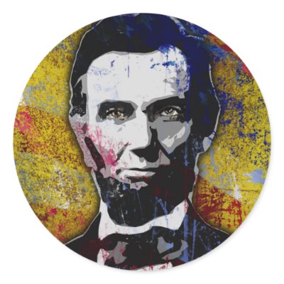 Abraham Lincoln - Painting Round Stickers by spacedust