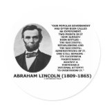 Abraham Lincoln Popular Government Experiment Round Sticker