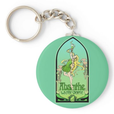 Absinthe Art Nouveau Key Chain by opheliasart
