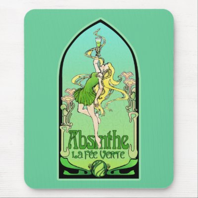 Absinthe Art Nouveau Mousepads by opheliasart