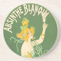 Absinthe Blanoui Vintage Absinthe Poster Art Beverage Coasters