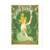Absinthe Blanoui Vintage Absinthe Poster Art Post Card