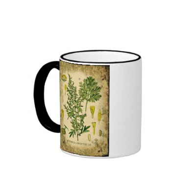 Absinthe Botanical Collage Mugs by opheliasart