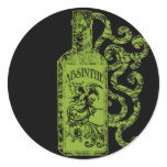Absinthe Bottle Swirls Round Sticker