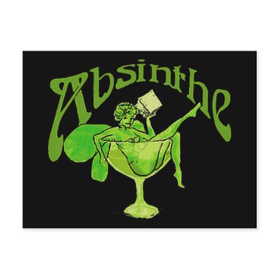 Absinthe Girl In Glass Postcard by opheliasart