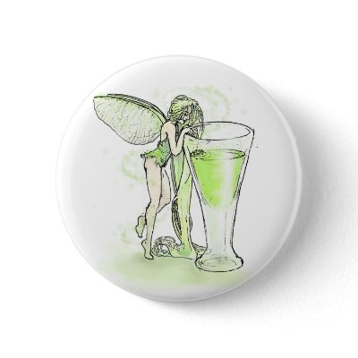 Absinthe La Fee Verte Fairy With Glass (no text) Pinback Buttons by opheliasart