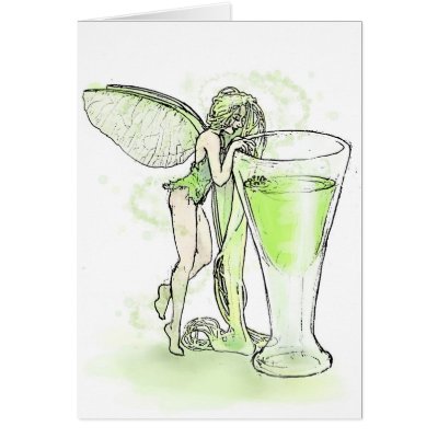Absinthe La Fee Verte Fairy With Glass (no text) Card by opheliasart