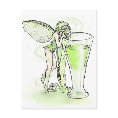 Absinthe La Fee Verte Fairy With Glass (no text) Post Card by opheliasart