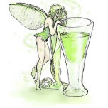 Absinthe La Fee Verte Fairy With Glass (no text) t-shirts