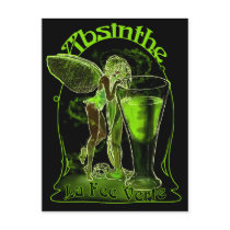 Absinthe La Fee Verte Fairy With Glass Post Card