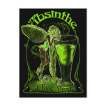 Absinthe La Fee Verte Fairy With Glass postcards