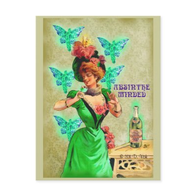 Absinthe Minded Postcard by Steamporium