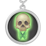 Absinthe Skull NECKLACE green butterfly gothic