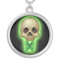 Absinthe Skull NECKLACE green butterfly gothic